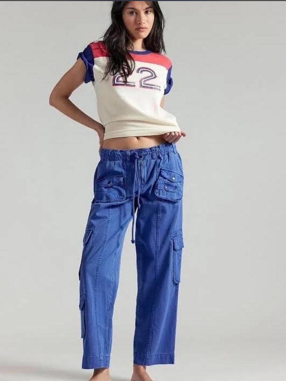 NWT Free People Tahiti Cargo Pant-Lake Victoria Ocean Blue